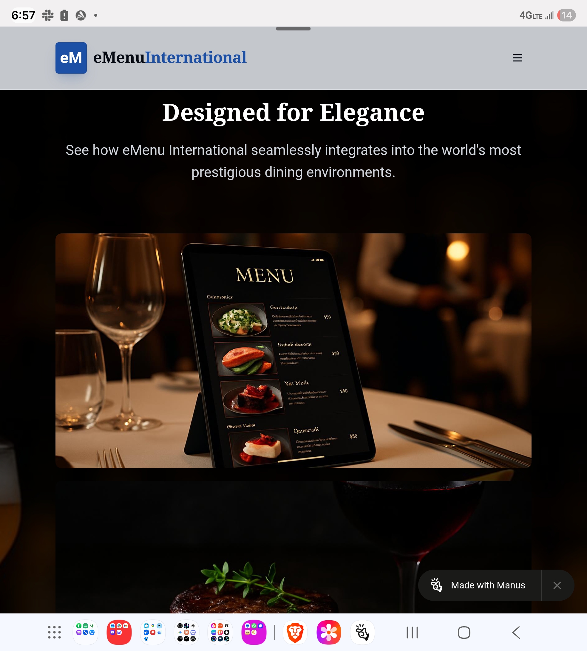 eMenu iPad Interface in Fine Dining